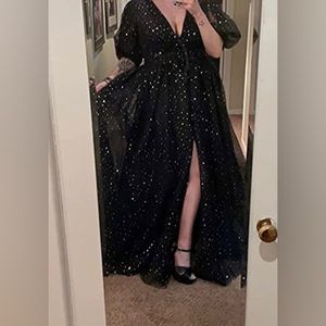 Medium, corset back long prom gown.